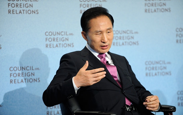 South Korean President Lee Myung-bak at the Council on Foreign Relations on Sept. 21, 2009. (Council on Foreign Relations)
