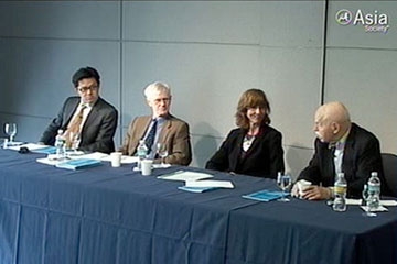 L to R: Alex Wang, Orville Schell, Barbara Finamore, and Jerome Cohen in New York on Nov. 9, 2009. 