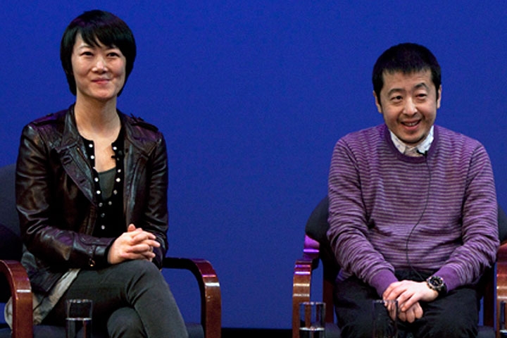 Actress Zhao Tao (L) and director Jia Zhangke (R) discuss their multi-film collaboration at Asia Society New York on Mar. 6, 2010 (7 min., 31 sec.).(Photo: Suzanna Finley/Asia Society)