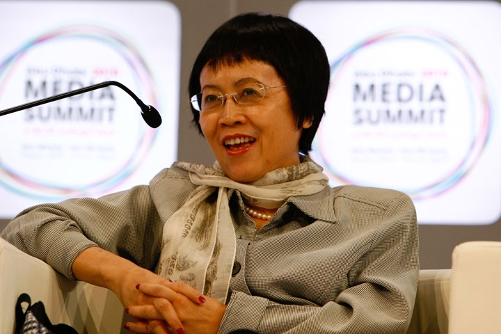 Hu Shuli, Chief Editor of Caixin Media, attends a panel discussion during the inaugural Abu Dhabi Media Summit, on March 11, 2010 in Abu Dhabi, United Arab Emirates. (Ana-Bianca Marin/Getty Images) 