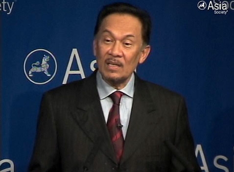 In New York on Feb. 8, 2011, former Deputy Prime Minister of Malaysia Anwar Ibrahim challenges the West to live up to its rhetoric about democracy. (1 min., 21 sec.)  