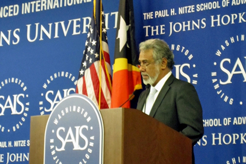 Prime Minister of Timor-Leste, His Excellency Kay Rala Xanana Gusmão, speaking in Washington, DC on Feb. 24, 2011. (Asia Society Washington Center)