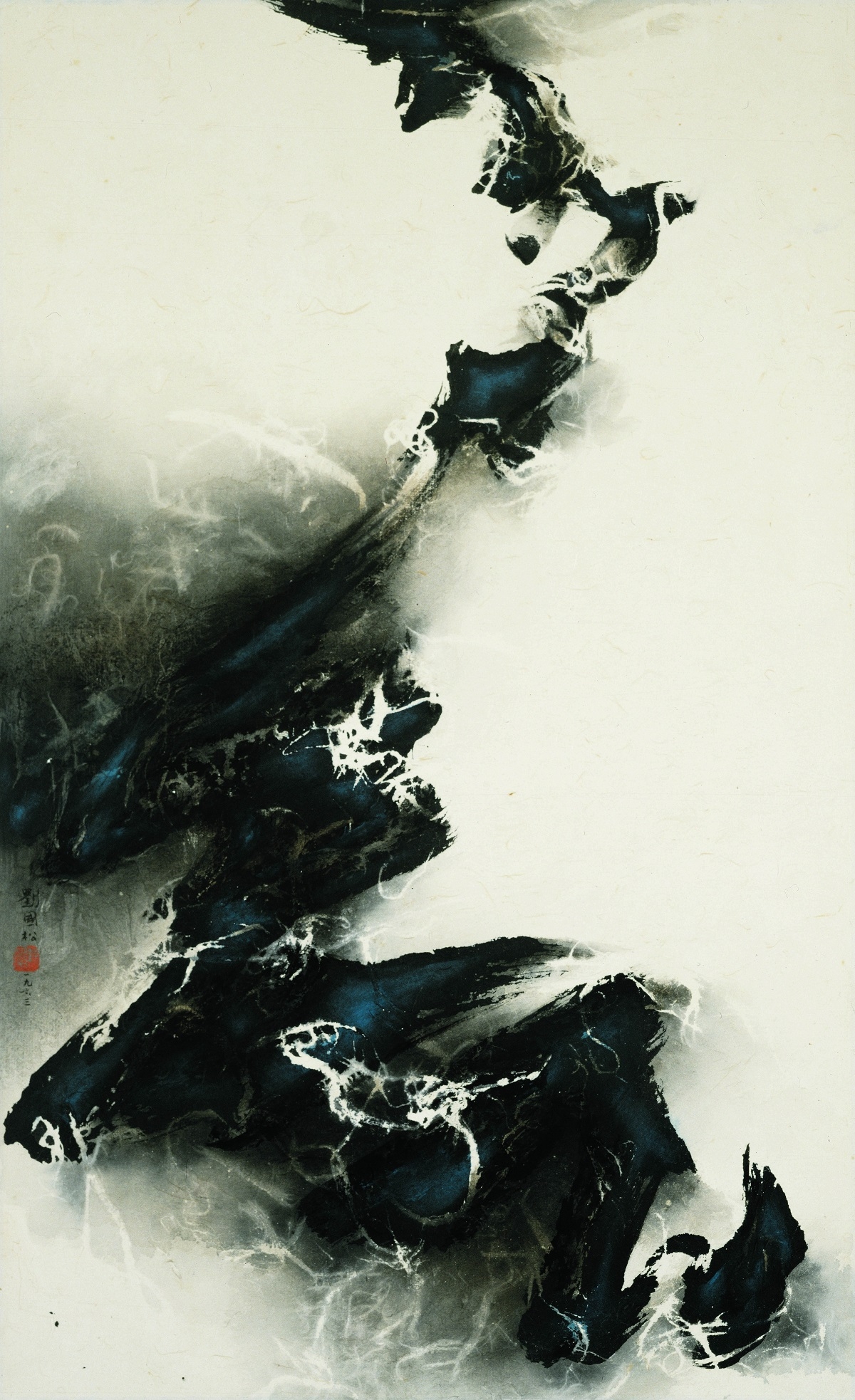 Liu Kuo-sung (b. 1932), Rising Toward Mysterious Whiteness, 1963, Ink and color on paper, H. 94 x W. 58 cm, Courtesy of The Ink Society