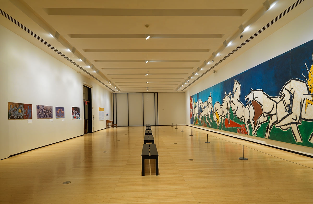 Installation View of M.F.Husain: Art and the Nation at Asia Society Museum, 2018. Photograph © Bruce M. White, 2019. 