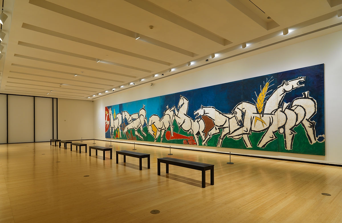 Installation View of M.F.Husain: Art and the Nation at Asia Society Museum, 2018. Photograph © Bruce M. White, 2019. 