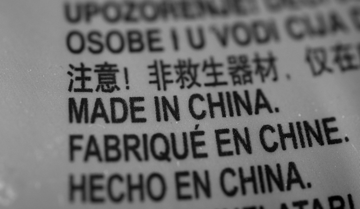 Made in China tag in various languages