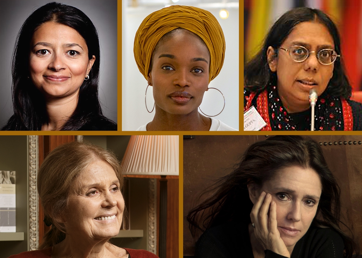 L-R Clockwise: Sayu Bhojwani, Erika Dickerson-Despenza, Ruchira Gupta,  Julie Taymor, Gloria Steinem