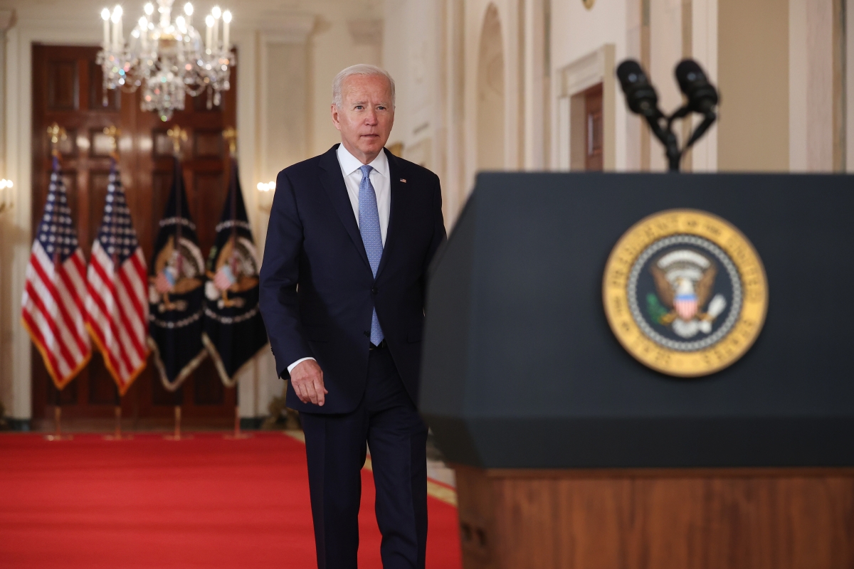 Biden walking to podium