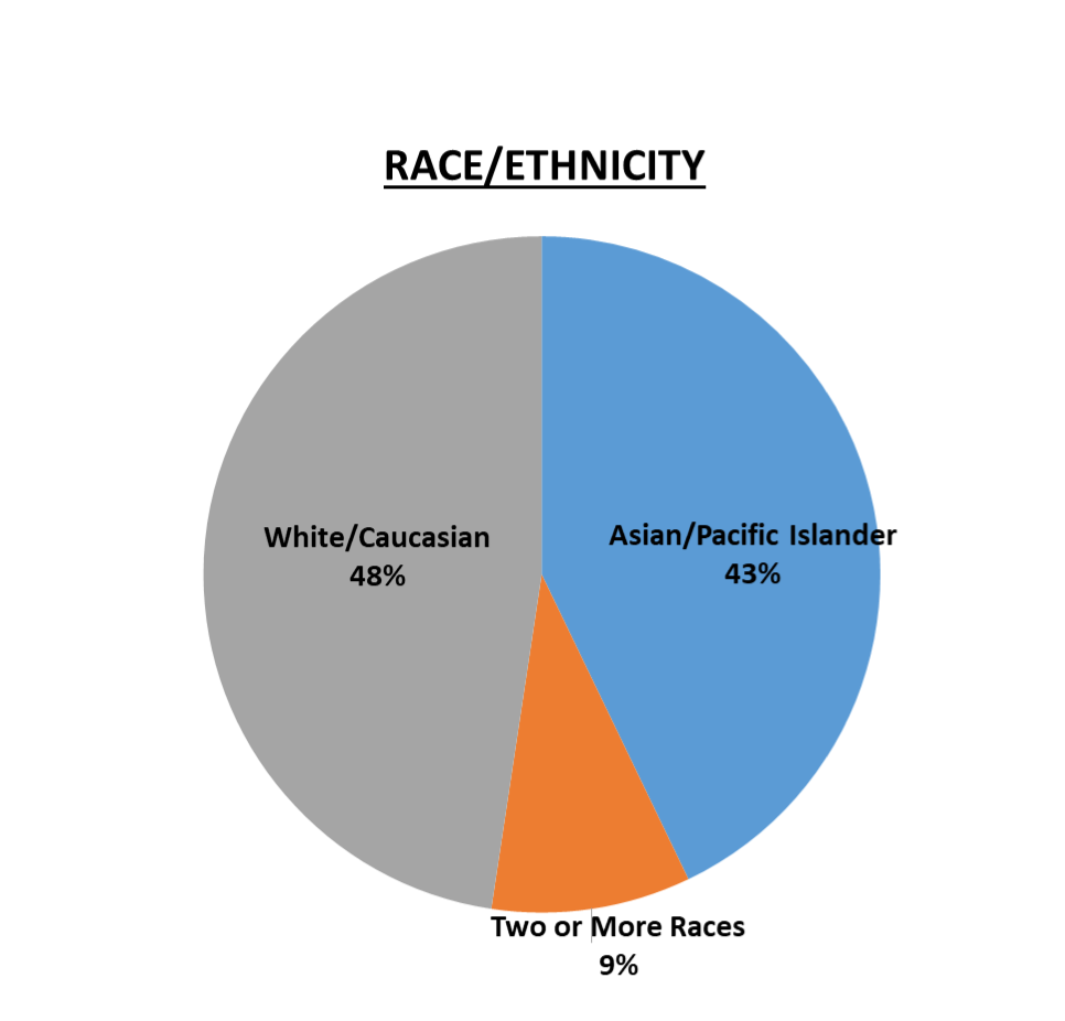 Global Leadership Race and Ethnicity 48% White/Caucasion, 43% Asian/Pacific Islander, 9% Two or more races