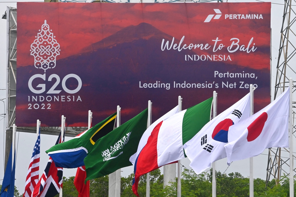Flags of G20 at Bali