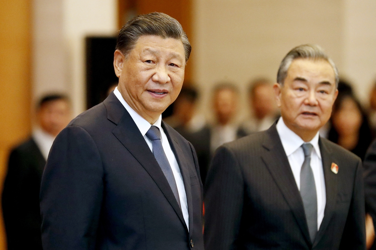 China's President Xi Jinping and China's Foreign Minister Wang Yi 