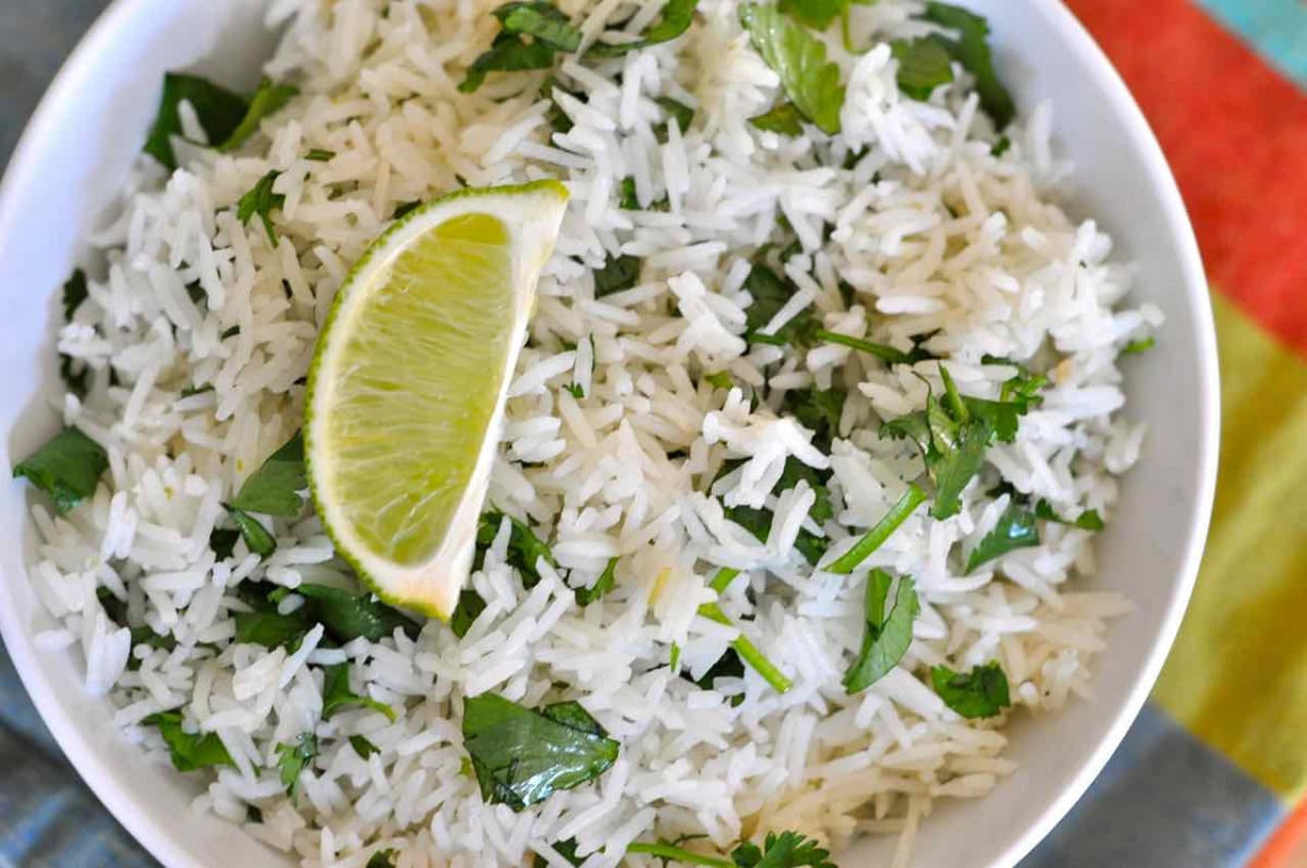 Cooked cilantro lime dish basmati rice India