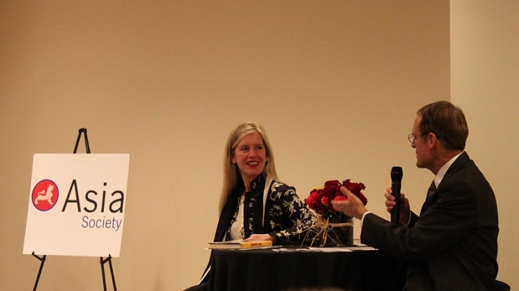 Rebecca A. Fannin (L) and Sean Randolph (R) in San Francisco on January 12, 2012. (Asia Society Northern California) 