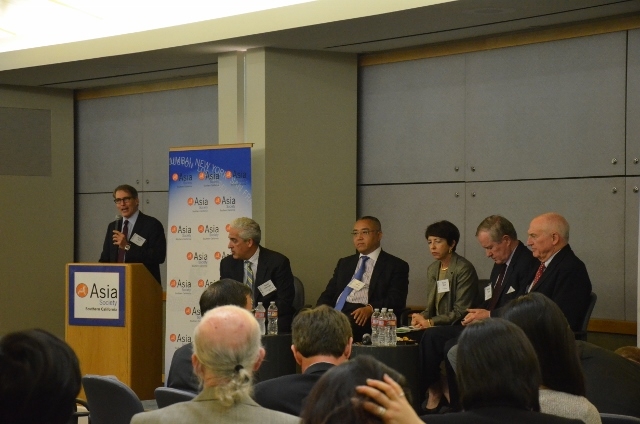 ASSC Executive Director Jonathan Karp (left) and panelists (from left to right): David Loevinger, Dong Li, Susan Shirk, Nicholas Lardy and Jack Wadsworth.