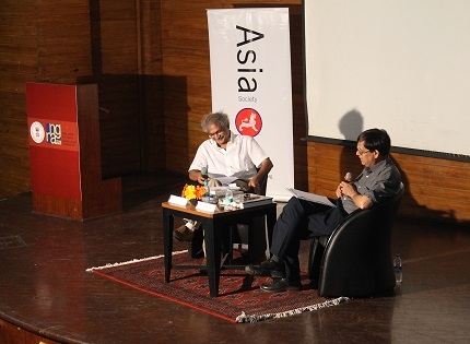 Aditya Arya (L) and Indivar Kamtekar (R) in Mumbai on August 12, 2014. (Asia Society India Centre)