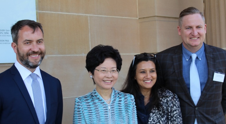 (Left to right) Philipp Ivanov, CEO Asia Society Australia; Mrs Carrie Lam, Chief Secretary, Hong Kong Government; Suhanya Raffel, Deputy Director, NSW Art Gallery; and John Richardson, Director of Development, NSW Art Gallery