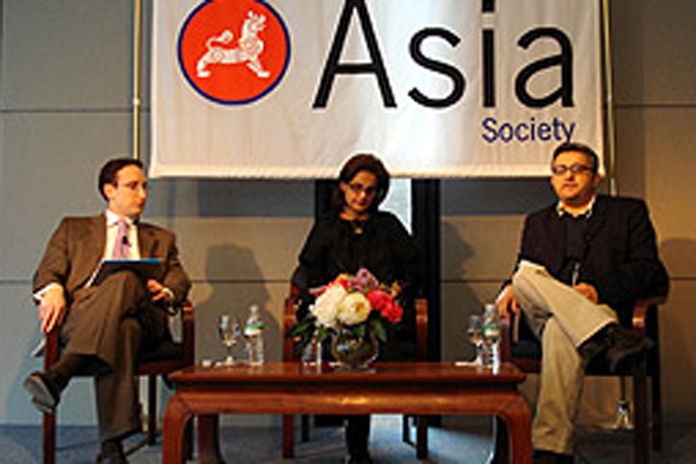 Left to right: Craig Cohen, Mahnaz Ispahani, Aqil Shah (Azadeh Fartash/Asia Society)