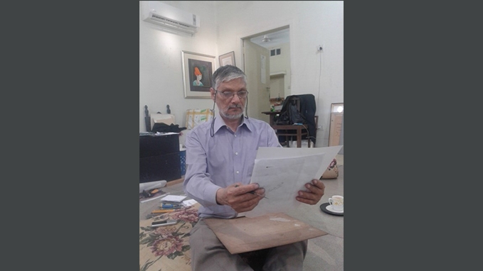 Professor Ahmad in his studio