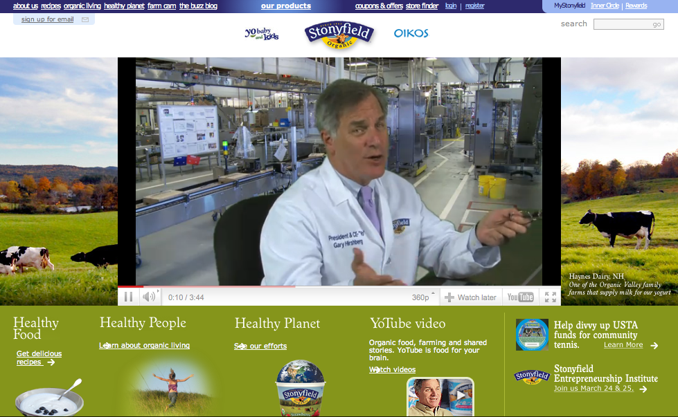 Stonyfield launches "Just Eat Organic" web campaign.