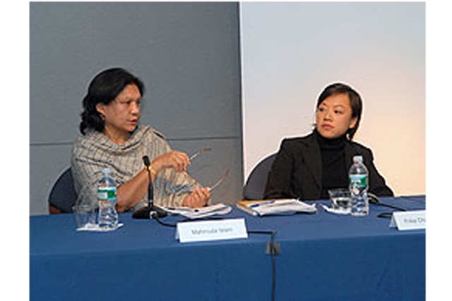 Left to right: Mahmuda Islam, Frika Chia Iskandar (Elsa Ruiz/Asia Society)
