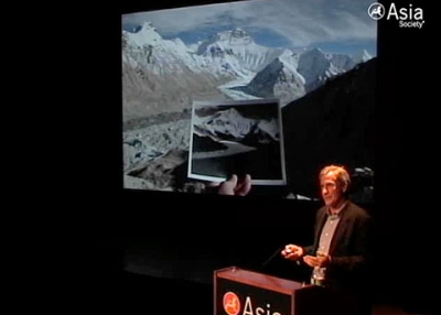 David Breashears offers side-by-side comparisons documenting the loss of ice on the Himalayan glacier at Asia Society New York on July 14, 2010. (3 min., 13 sec.) 
