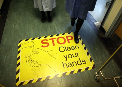 Warning signs alert staff and visitors to wash their hands at The Queen Elizabeth Hospital on March 16, 2010 in Birmingham, England. (Christopher Furlong/Getty Images)
