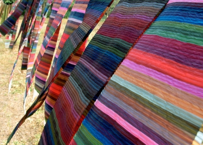 Silk "rainbow" scarves by Lao Textiles, the company founded by Carol Cassidy. 
