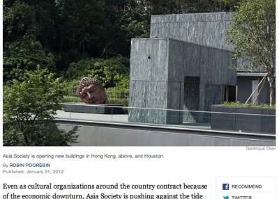 An edited screenshot of Asia Society expansion coverage on NYTimes.com.