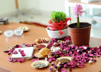 A traditional Nowruz display known as the Seven S’s, or Haft Seen. (Ehsan Khakbaz/Flickr)