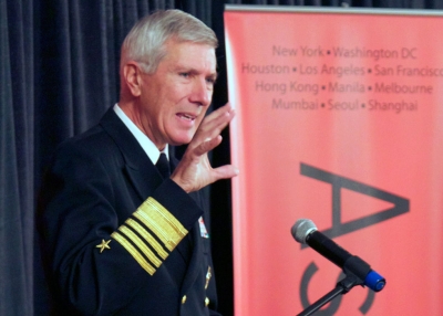 Admiral Samuel Locklear, commander of the U.S. Pacific Command, addresses Asia Society in Washington, D.C., on Dec. 6, 2012. (Kaitlin Kerwin/Asia Society)