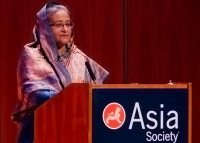 Bangladeshi PM Sheikh Hasina at the launch of a new report on climate change in New York on Sept. 26, 2012.