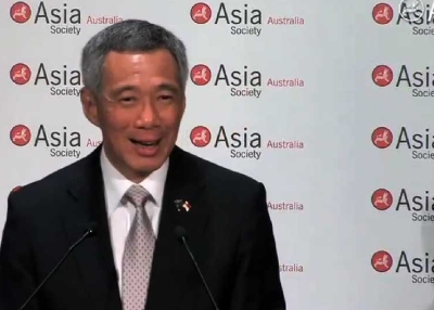 Singapore Prime Minister Lee Hsien Loong speaking in Sydney on October 12, 2012. 