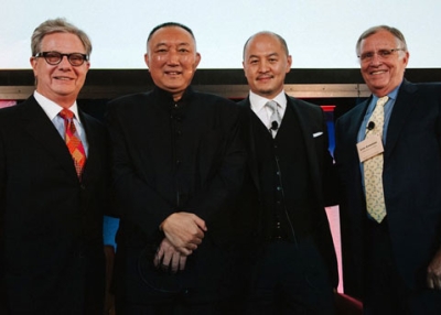L to R: Thomas McLain, Chairman, Asia Society Southern California and Partner, Arnold and Porter; Han Sanping, Chairman, China Film Group; Peter Shiao, CEO, Orb Media Group; Lewis Coleman, President, Chief Financial Officer, DreamWorks. (Molly Ann/Asia Society)