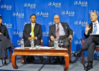(From L to R) Suzanne DiMaggio, Husain Haqqani, Frank Wisner, Alexander Evans at Asia Society on Dec.12, 2012 (Debra Eisenman/Asia Society)