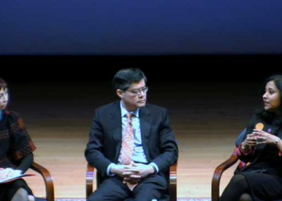 L to R: Melissa Chiu, Jay Xu, and Madhuvanti Ghose at Asia Society New York on March 17, 2013. 