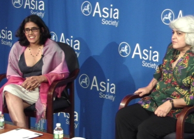 Anita Raghavan (L) and Naazneed Karmali at Asia Society New York on June 6, 2013. 