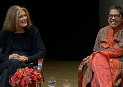 Gloria Steinem and Ruchira Gupta at Asia Society New York. (Elsa Ruiz/Asia Society)