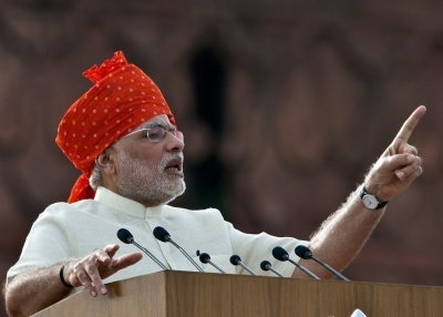 India’s Prime Minister Narendra Modi delivers a speech from the Red Fort.