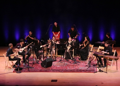 The ensemble takes the stage in front of a sold out crowd in New York. (Ellen Wallop/Asia Society)