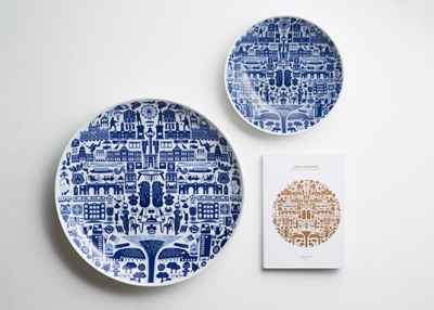 Supermama's 'One Singapore' porcelain plate depicts many of the nation's famed icons and trademarks. (Image courtesy of Supermama)