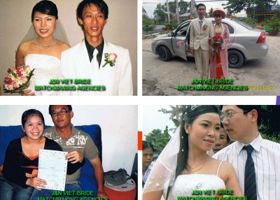 A screenshot from J&N Viet-Bride's website showcases couples who met through the Singapore-based matchmaking service. (jnvietbride.com.sg)