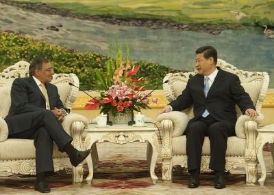 U.S. Secretary of Defense Leon E. Panetta meets with Chinese Vice President Xi Jinping prior to a meeting in Beijing on Sept. 19, 2012. (U.S. Secretary of Defense/Flickr)