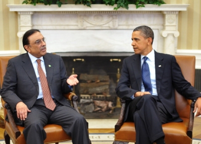 Pakistan’s President Asif Ali Zardari meets with President Barack Obama in the Oval Office, January 2010. (Mandel Ngan/AFP/Getty Images)