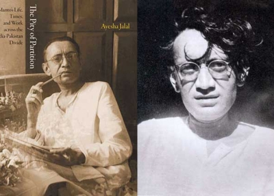 L: "The Pity of Partition—Manto’s Life, Times And Work Across The India-Pakistan Divide" by Ayesha Jalal (HarperCollins India, 2013). R: Saadat Hasan Manto (1912-1955). (Wikipedia)