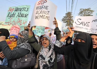 Protestors speak out against "honor killings" of women in Lahore, Pakistan on November 21, 2008. (Arif Ali/AFP/Getty Images)