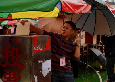A local resident votes during elections in the village of Wukan on March 31, 2014. (Mark Ralston/AFP/Getty Images)