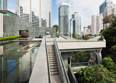 Tall buildings in Hong Kong's Financial District surround the Asia Society Hong Kong center (Michael Moran/OTTO)