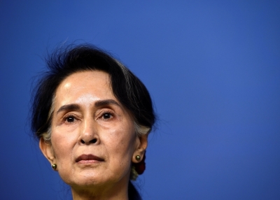 Myanmar's State Counsellor Aung San Suu Kyi speaks during a joint a press conference with Sweden's Prime minister at the Rosenbad government office on June 12, 2017 in Stockholm, Sweden. 