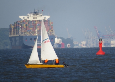 Sailboat and Shipping Container