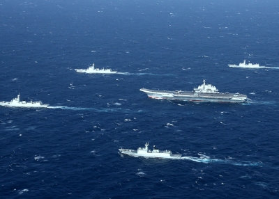 PLA Navy ships in formation.